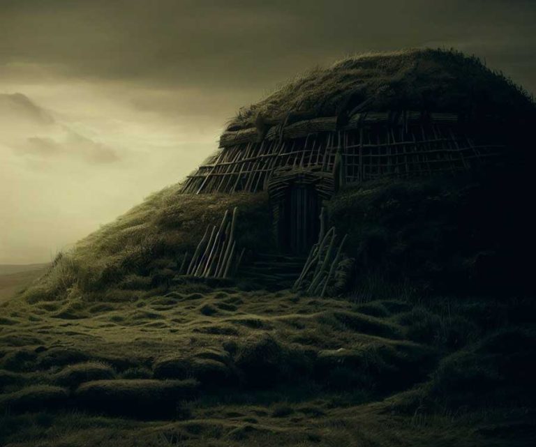 Artist impression of the Iron Age fort at Flowers Barrow