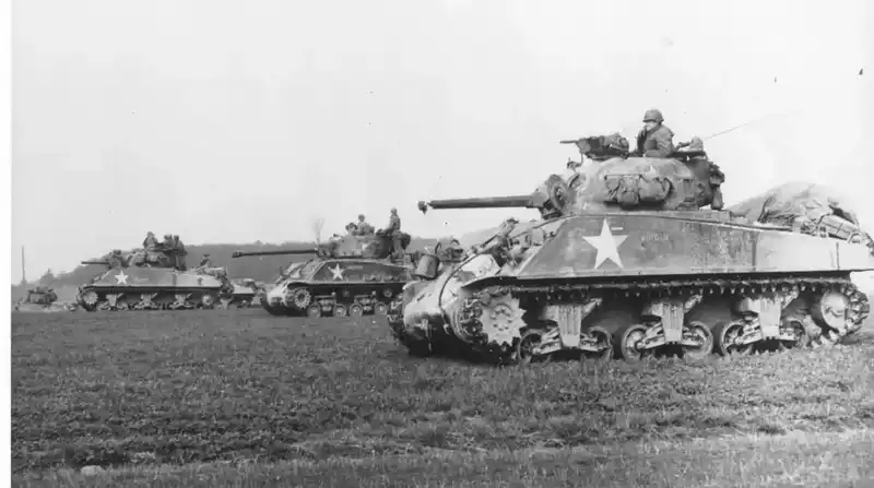 Sherman tank used in WWII training exercises on the Lulworth ranges