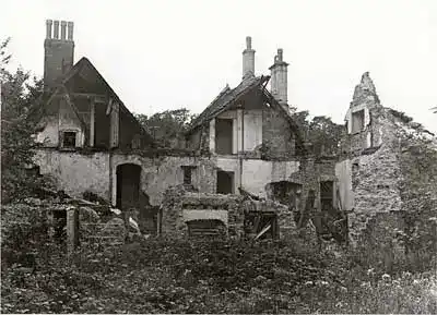 Tyneham House in its later years of dereliction
